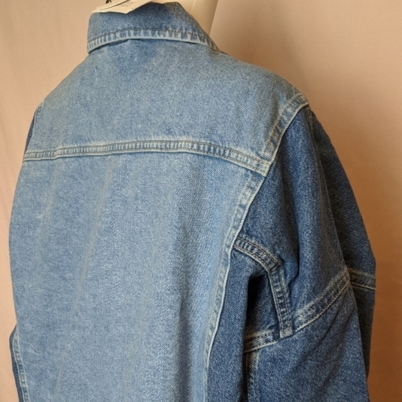 Patchwork by Stradivarius Oversized Two Tone Wash Denim Jacket size Small - Picture 13 of 14